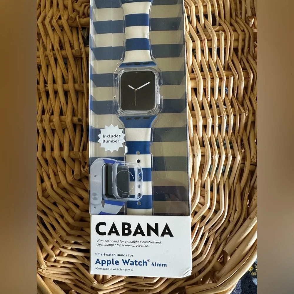 ⌚️ MVMT Cabana Blue White Apple Watch 41mm Band + Bumper NIP
